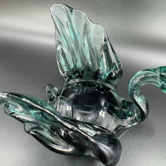 Hand Blown Emerald Green Glass Duck Bird Swan Hand Made Glass Figure Paperweight - Picture 11 of 16